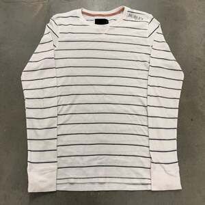 Hurley Striped Thermal Long Sleeve Shirt White Black Waffle Knit L